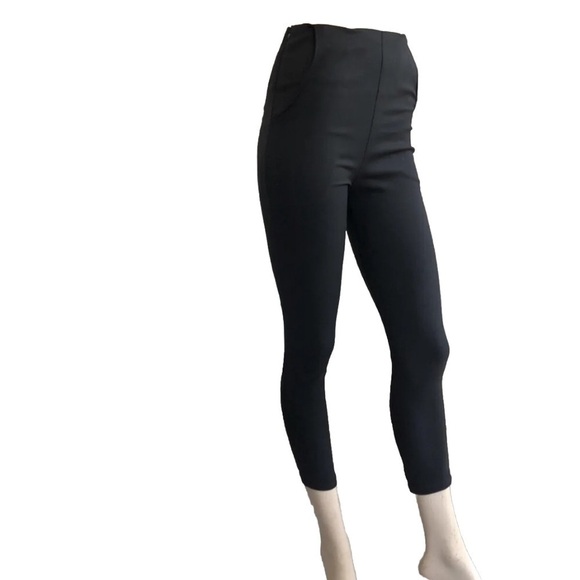 NEW MOSS STUDIO high rise crop black pants size:M. - Picture 3 of 13